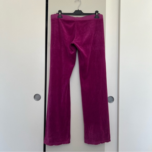Vintage Y2K Juicy Couture Bling Velour Plush Tracksuit Pants - Size M - Magenta - Picture 5 of 8